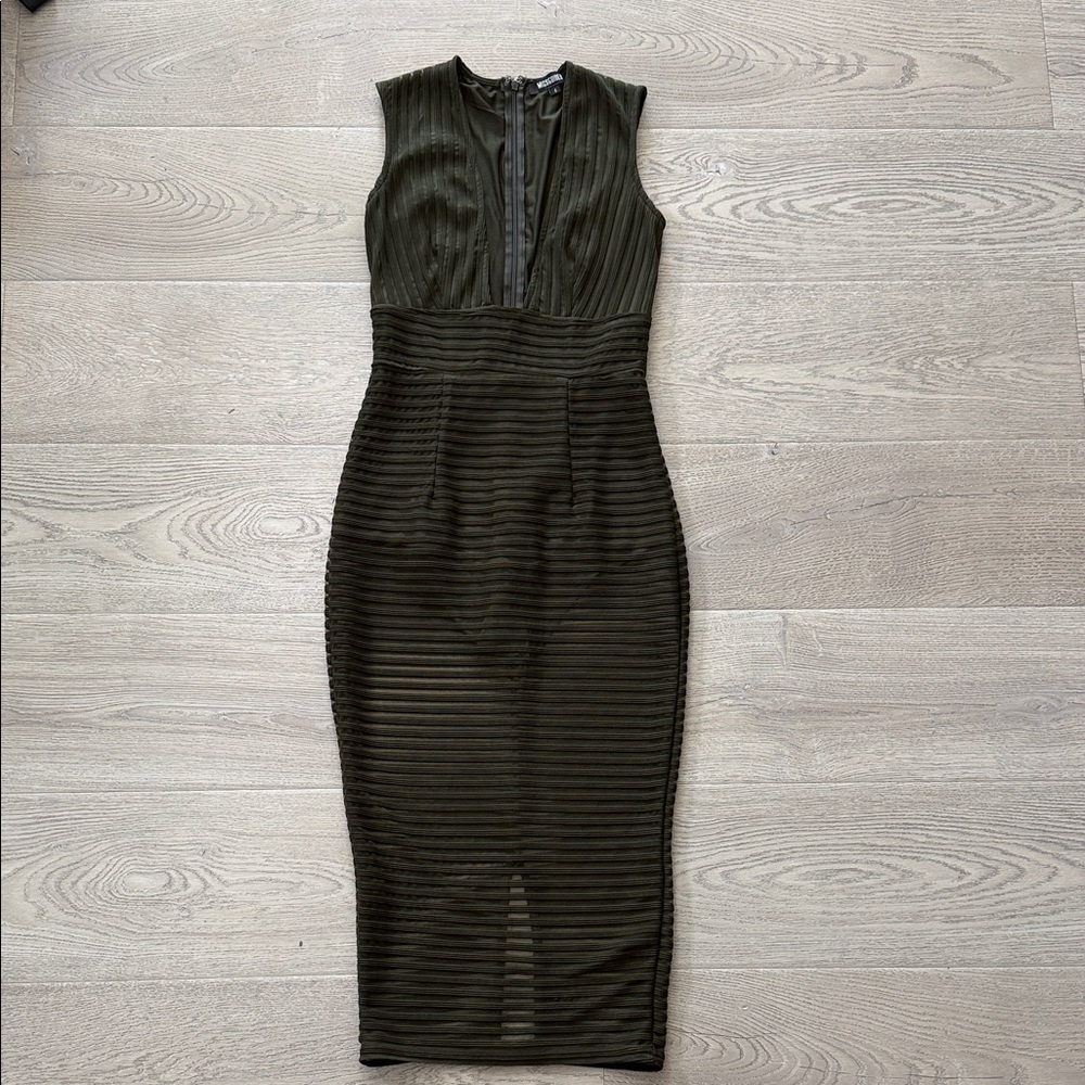 Missguided+ Ribbed Olive Dress